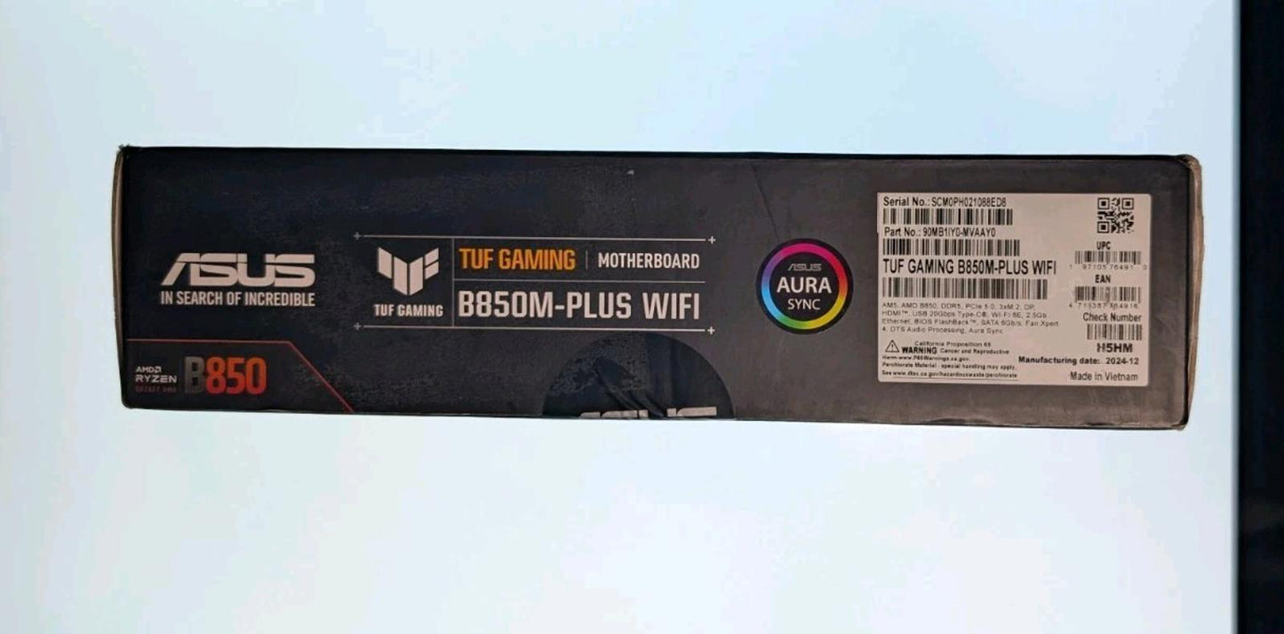 ASUS TUF Gaming B850M-PLUS WiFi AMD AM5 B850 mATX Motherboard, DDR5, PCIe 5.0
