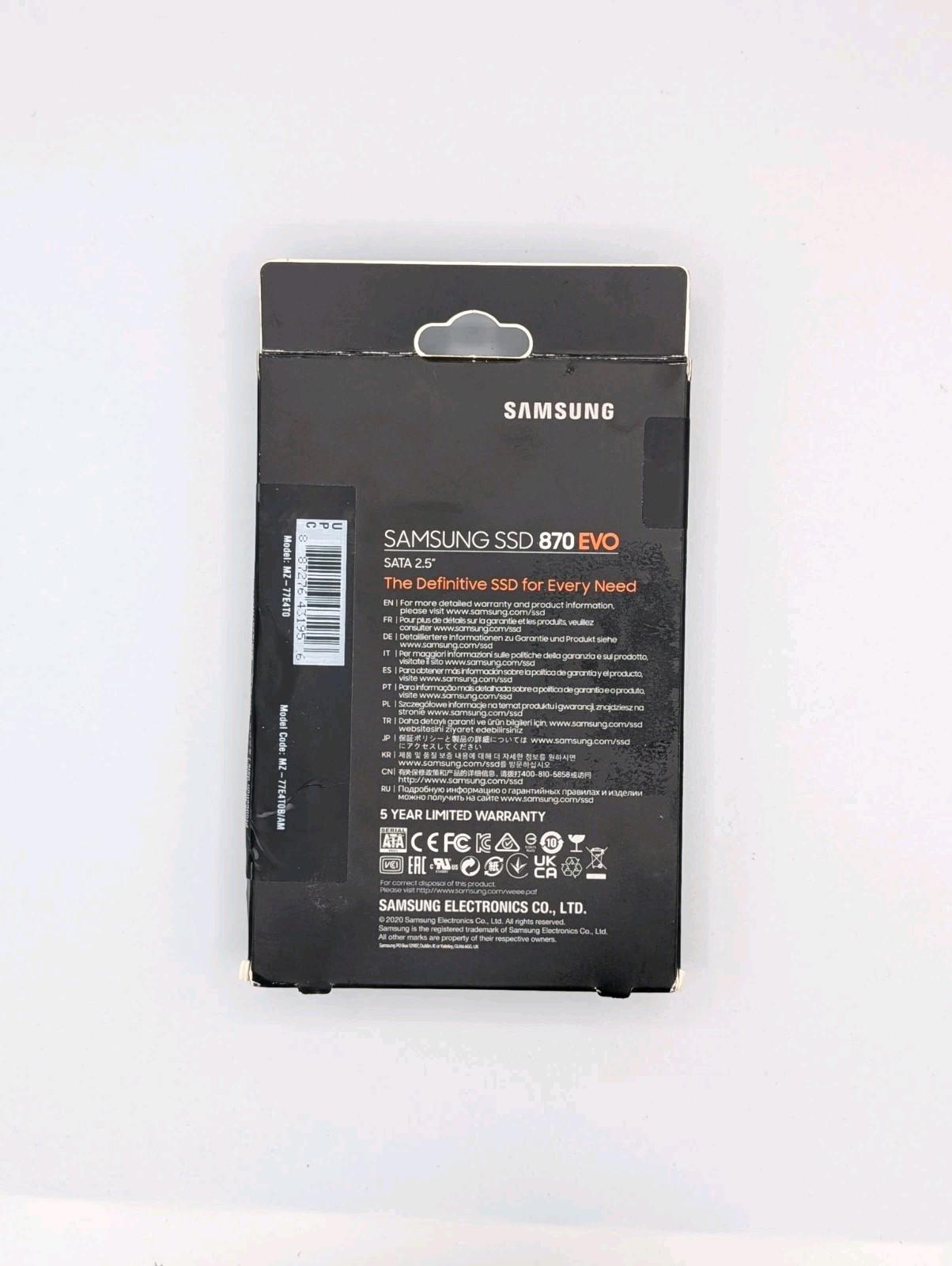 MZ-77E4T0B/AM Samsung 870 EVO 4TB 6Gbps SATA 2.5 Inch Internal SSD Brand New!!!
