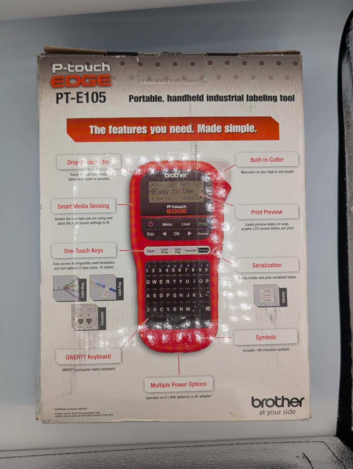 Brother PT-E105 P-Touch Edge Handheld Industrial Label Maker